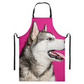Cute Alaskan Malamute Print Bib Apron With Pocket