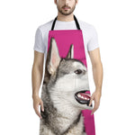 Cute Alaskan Malamute Print Bib Apron With Pocket