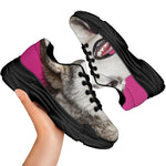 Cute Alaskan Malamute Print Black Chunky Shoes