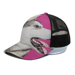 Cute Alaskan Malamute Print Black Mesh Trucker Cap