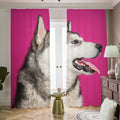 Cute Alaskan Malamute Print Dimout Pencil Pleat Curtains