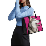 Cute Alaskan Malamute Print Canvas Tote Bag