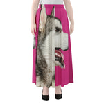 Cute Alaskan Malamute Print Chiffon Maxi Skirt