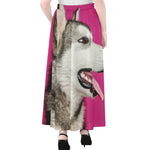 Cute Alaskan Malamute Print Chiffon Maxi Skirt