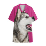 Cute Alaskan Malamute Print Cotton Hawaiian Shirt