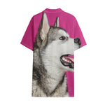 Cute Alaskan Malamute Print Cotton Hawaiian Shirt