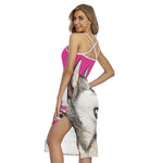 Cute Alaskan Malamute Print Cross Back Cami Dress
