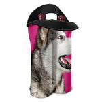 Cute Alaskan Malamute Print Double Neoprene Wine Tote