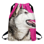 Cute Alaskan Malamute Print Drawstring Backpack