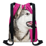 Cute Alaskan Malamute Print Drawstring Backpack