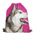 Cute Alaskan Malamute Print Drawstring Bag