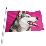 Cute Alaskan Malamute Print Flag