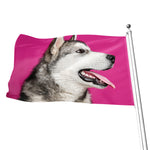 Cute Alaskan Malamute Print Flag
