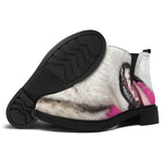 Cute Alaskan Malamute Print Flat Ankle Boots