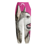 Cute Alaskan Malamute Print Fleece Lined Knit Pants