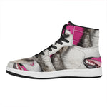 Cute Alaskan Malamute Print High Top Leather Sneakers