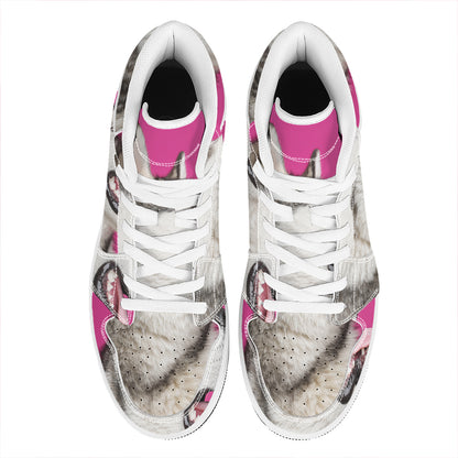 Cute Alaskan Malamute Print High Top Leather Sneakers