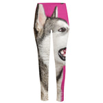 Cute Alaskan Malamute Print High-Waisted Pocket Leggings