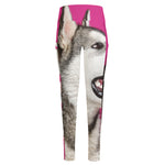 Cute Alaskan Malamute Print High-Waisted Pocket Leggings