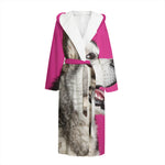 Cute Alaskan Malamute Print Hooded Bathrobe