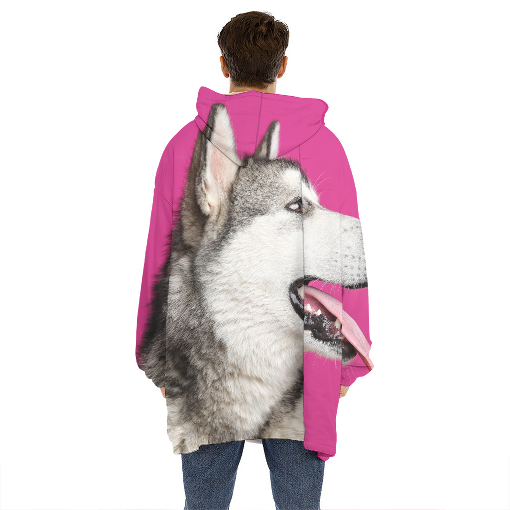 Cute Alaskan Malamute Print Hoodie Blanket