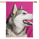 Cute Alaskan Malamute Print House Flag