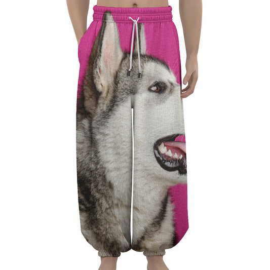Cute Alaskan Malamute Print Lantern Pants