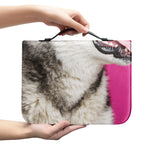 Cute Alaskan Malamute Print Leather Bible Cover