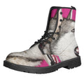 Cute Alaskan Malamute Print Lace-Up Boots