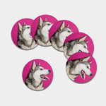 Cute Alaskan Malamute Print Leather Coaster Set