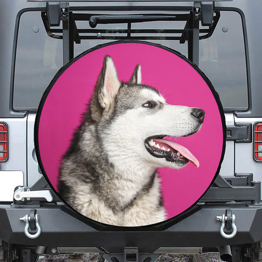 Cute Alaskan Malamute Print Leather Spare Tire Cover