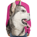 Cute Alaskan Malamute Print Long Sleeve Baseball Jersey