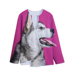 Cute Alaskan Malamute Print Long Sleeve Short Coat