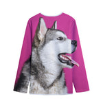 Cute Alaskan Malamute Print Long Sleeve Short Coat