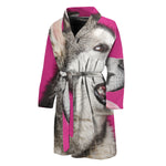 Cute Alaskan Malamute Print Men's Bathrobe