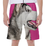 Cute Alaskan Malamute Print Men's Beach Shorts