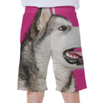 Cute Alaskan Malamute Print Men's Beach Shorts