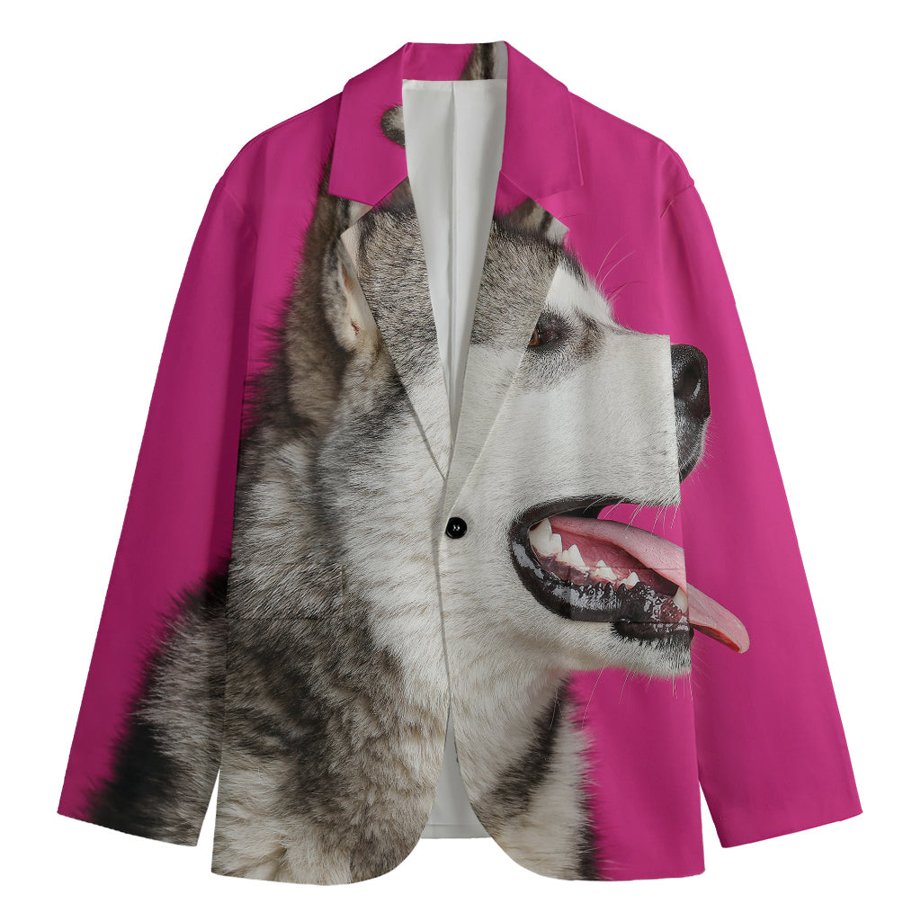 Cute Alaskan Malamute Print Men's Blazer