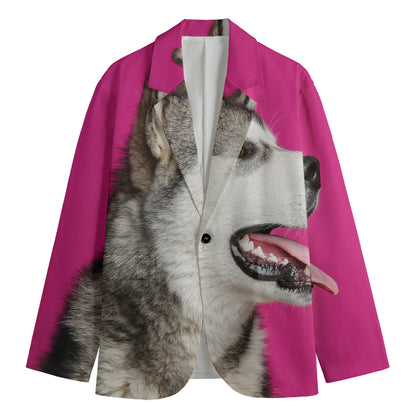 Cute Alaskan Malamute Print Men's Blazer