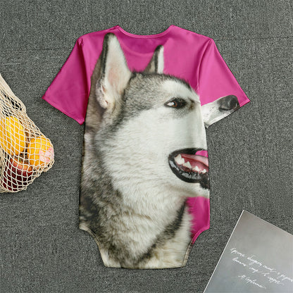 Cute Alaskan Malamute Print Men's Bodysuit