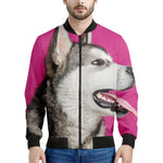 Cute Alaskan Malamute Print Men's Bomber Jacket