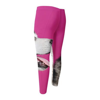 Cute Alaskan Malamute Print Men's Compression Pants