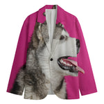 Cute Alaskan Malamute Print Men's Cotton Blazer