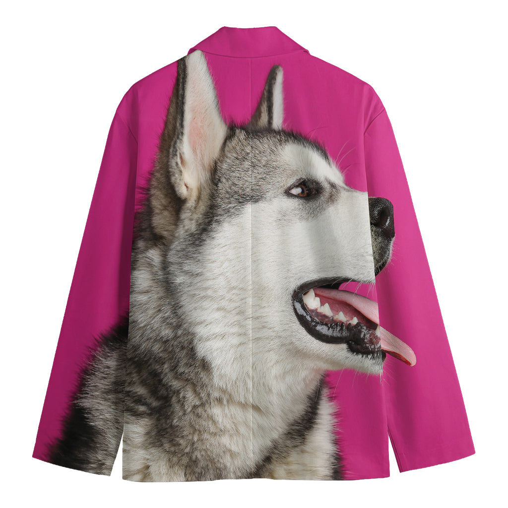 Cute Alaskan Malamute Print Men's Cotton Blazer