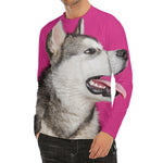 Cute Alaskan Malamute Print Men's Long Sleeve Rash Guard
