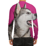 Cute Alaskan Malamute Print Men's Long Sleeve Rash Guard