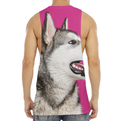 Cute Alaskan Malamute Print Men's Muscle Tank Top