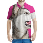 Cute Alaskan Malamute Print Men's Polo Shirt