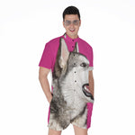 Cute Alaskan Malamute Print Men's Rompers
