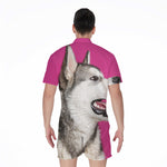 Cute Alaskan Malamute Print Men's Rompers